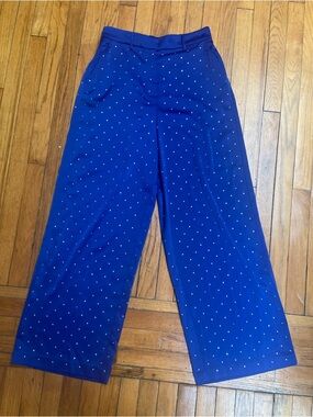 House of Harlow 1960 Celestial Blue Wide-Leg Pants w/ Crystal Detail- BRAND NEW